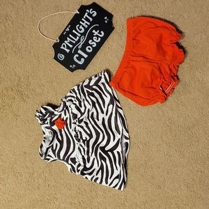Carter's Newborn 2 piece Outfit Zebra Print Sleeveless Top Orange Bloomers